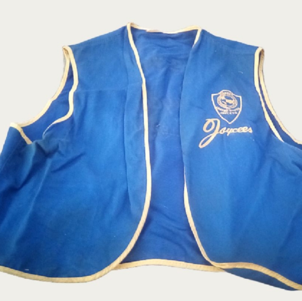 Champion Vintage Jaycees Vest 60s Pauls Valley OK Blue Gold L